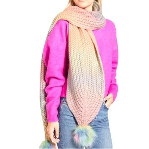 KURT GEIGER London Be Kind Pom Pom Scarf Pastel Pink Combo